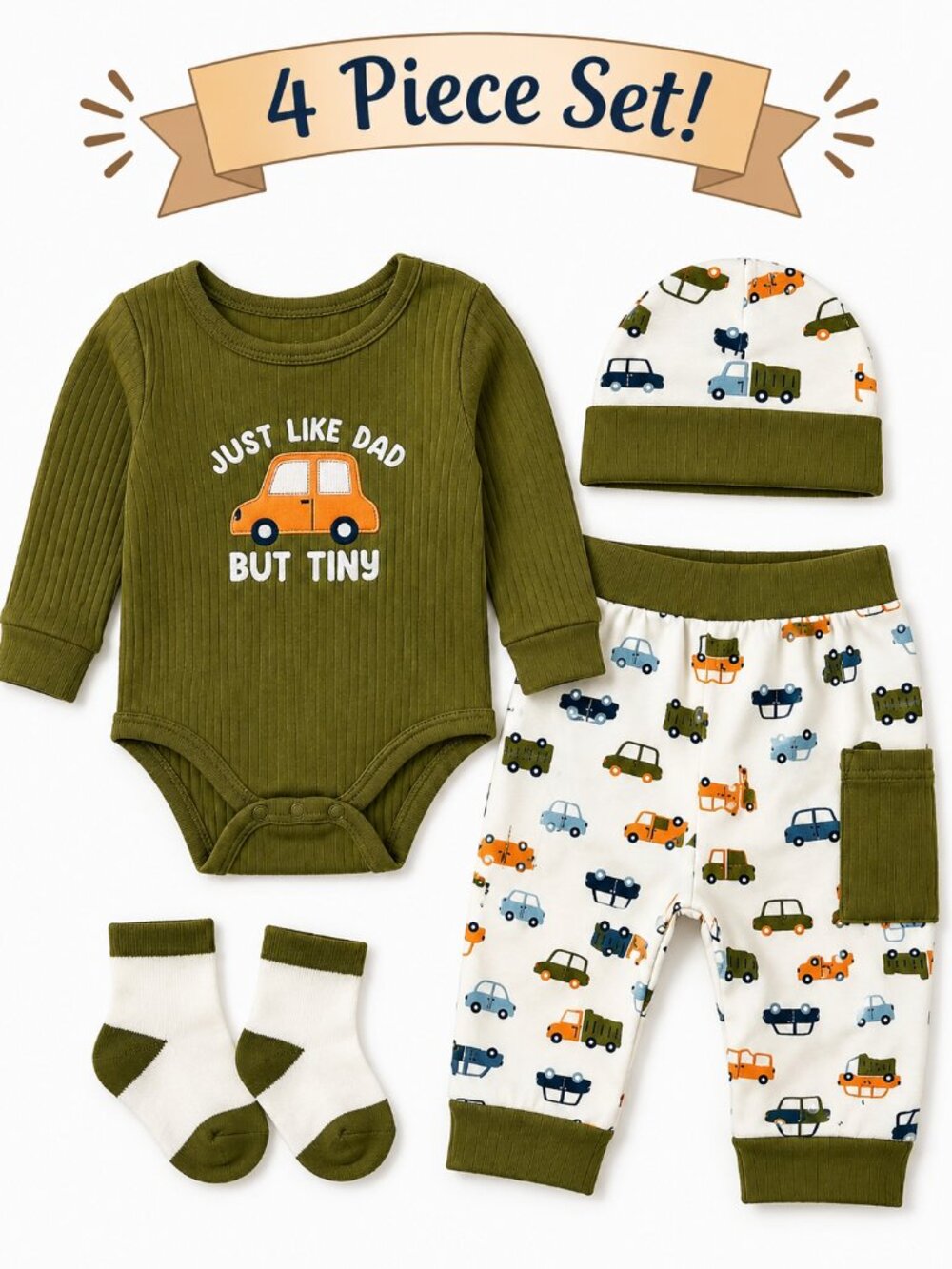 NWT Baby Essentials 4 Piece Baby Boy Gift Set 9 Months | Just Like Dad Outfit